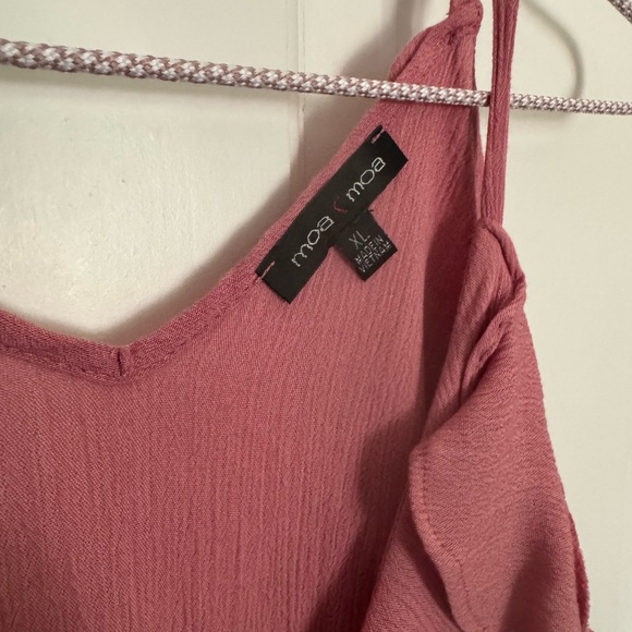 Pink Ruffled Cold Shoulder Top - Picture 3 of 4